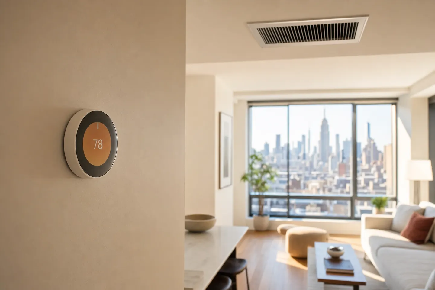 NYC HVAC technician checking a central air conditioner that is running but not cooling